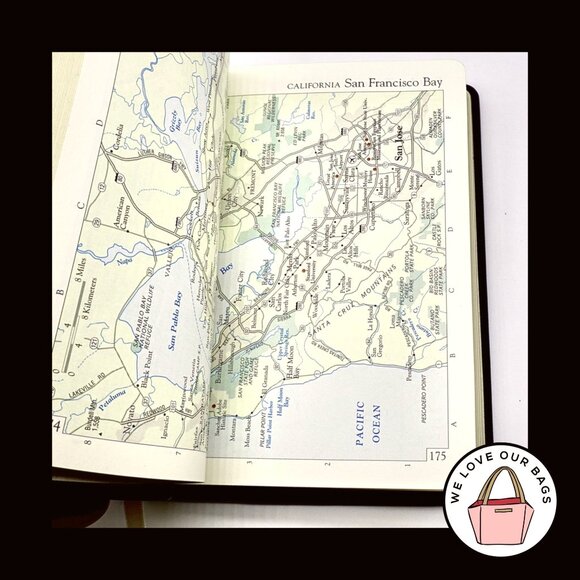 NEW VINTAGE COACH 1997 Black Glovetanned Leather Travel Atlas World & USA 4523 - Picture 11 of 15